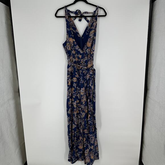 Anthropologie Ett:twa Blue Paisley Belted Wide Leg Womens Jumpsuit Small - Picture 8 of 12